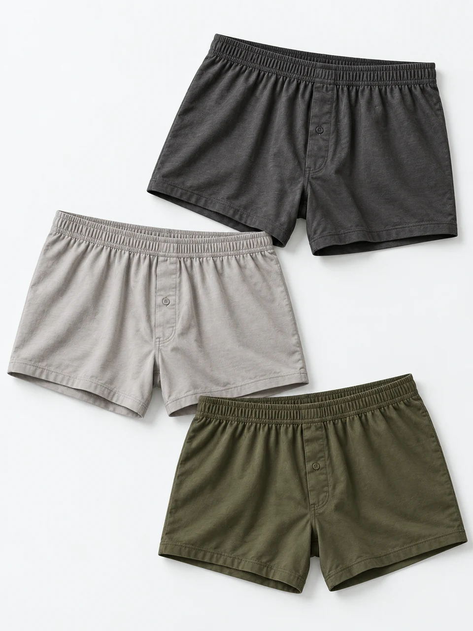 Unbranded relaxed boxer shorts in coordinated neutral shades